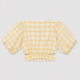 Claudie Pierlot Yellow Check Linen Wrap Top