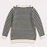Coosy Jersey de Punto con Rayas Blancas y Negras
