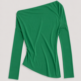 Cortana Green Draped Silk Blouse
