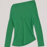Cortana Green Draped Silk Blouse