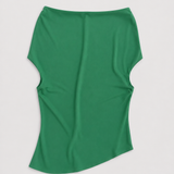 Cortana Green Silk Draped Blouse