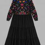 Desigual Vestido Maxi Negro con Bordados Florales