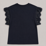 Essentiel Antwerp Camiseta Azul Marino con Mangas de Encaje
