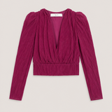 IRO Plum Pleated Cropped Blouse