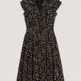Massimo Dutti Vestido Midi Negro Estampado
