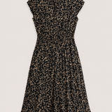 Massimo Dutti Vestido Midi Negro Estampado