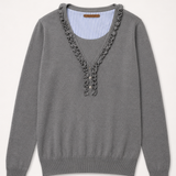 Massimo Dutti Grey Ruffle Knit Sweater