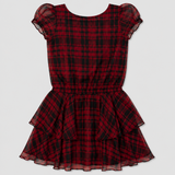 Ralph Lauren Burgundy Plaid Ruffle Mini Dress