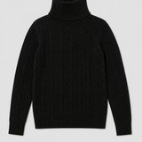 Ralph Lauren Black Cable-Knit Turtleneck Sweater