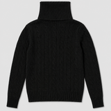 Ralph Lauren Black Cable-Knit Turtleneck Sweater