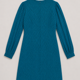 Sandro Vestido Mini Azul de Jacquard Drapeado