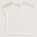 Sézane White T-Shirt with Lace Details