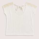 Sézane White T-Shirt with Lace Details