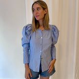 Sophie and Lucie Blue Farol Puff Sleeve Blouse
