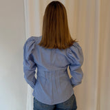 Sophie and Lucie Blue Farol Puff Sleeve Blouse