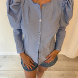 Sophie and Lucie Blue Farol Puff Sleeve Blouse