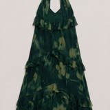 THE-ARE Vestido Maxi Halter Verde Estampado