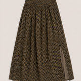 Zadig & Voltaire Brown Monogram Pleated Midi Skirt