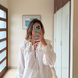 Blusa blanca volantes ZARA XS