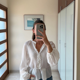 Blusa blanca volantes ZARA XS