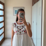 Blusa detalle flores blanca ZARA XL