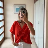 Blusa naranja nudo ZARA S