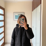 Chaqueta acolchada negra ajustable con capucha ZARA XS