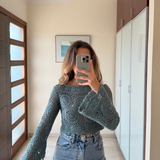 Jersey crop knit azul MAJORELLE XS