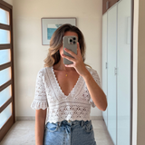 Top crochet crop blanco MILLAU S