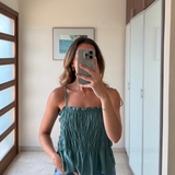 Top fruncido verde satinado ZARA L