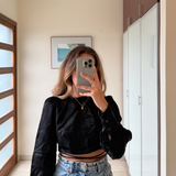 Top negro brillante ZARA XS