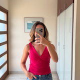 Top poliamida tirantes rosa ZARA M