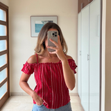 Top rojo y blanco SUPERDRY S