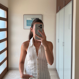 Top semitransparente cuello camisa blanco NAF NAF XL