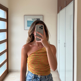 Top sin manga leopardo naranja ZARA S