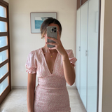 Vestido ajustado flores rosas ZARA XS