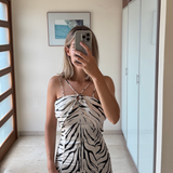 Vestido mini zebra satinado ZARA XS