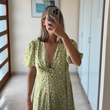 Vestido verde satinado ZARA L
