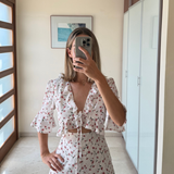 Vestido volantes flores rosas BOBBI ROCCO L