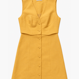 Sandro Yellow Sleeveless Button-Front Mini Dress