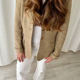 Ralph Lauren Camel Herringbone Wool Blazer