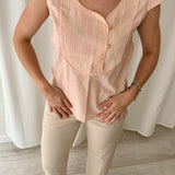 Blusa algodón rosa a rayas Acoté
