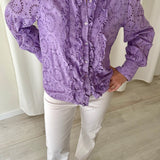 Blusa Lavanda Broderie Selected Femme