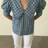 GANNI Blusa de Cuadros