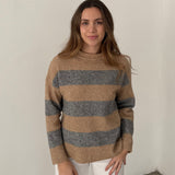 TCN Beige and Grey Striped Sweater
