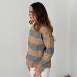 TCN Beige and Grey Striped Sweater