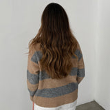 TCN Beige and Grey Striped Sweater