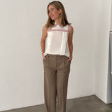 Massimo Dutti Taupe Wide-Leg Trousers