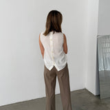 Massimo Dutti Taupe Wide-Leg Trousers