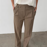 Massimo Dutti Taupe Wide-Leg Trousers
